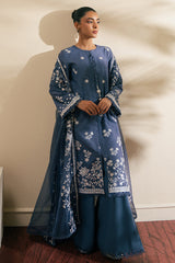 CRYSTAL FLORA-3 PIECE EMBROIDERED CAMBRIC SUIT