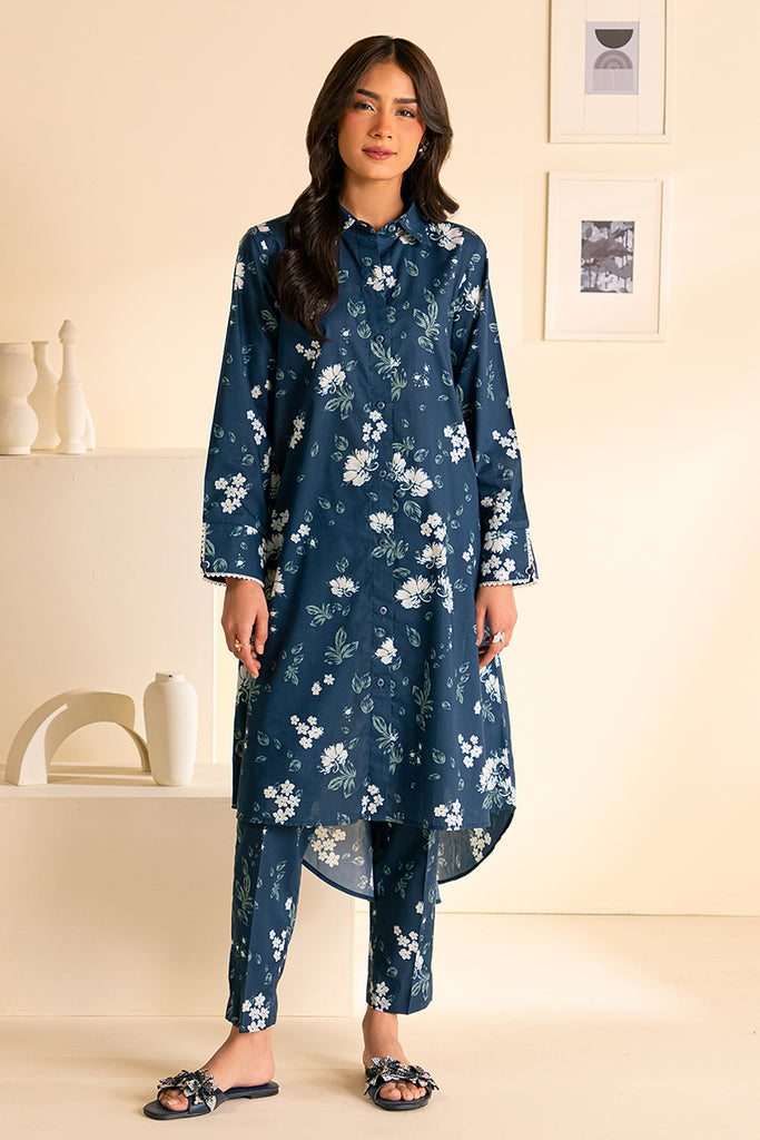 PEACOCK BLUE-2 PC PRINTED LAWN SUIT