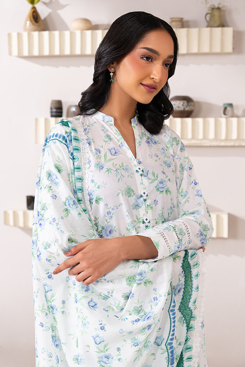 MAJESTIC WHITE-3 PIECE PRINTED LAWN SUIT