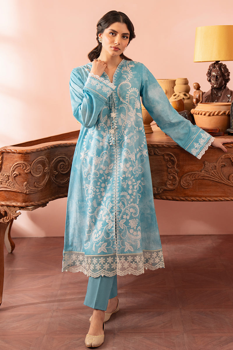 CADET BLUE-2 PIECE PRINTED SUIT Cross Stitch Intl CADET BLUE-2 PIECE PRINTED SUIT Cross Stitch Intl