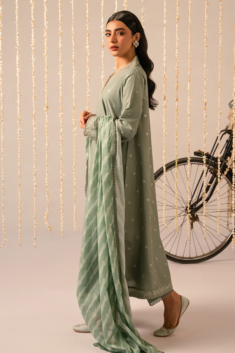 SAGE GREEN-3 PIECE EMBROIDERED LAWN SUIT