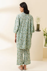 AQUA MINT-2 PC PRINTED LAWN SUIT