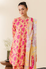 MISTED YELLOW-3 PC PRINTED LAWN SUIT