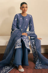 CRYSTAL FLORA-3 PIECE EMBROIDERED CAMBRIC SUIT