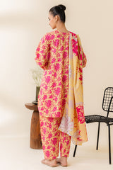 MISTED YELLOW-3 PC PRINTED LAWN SUIT