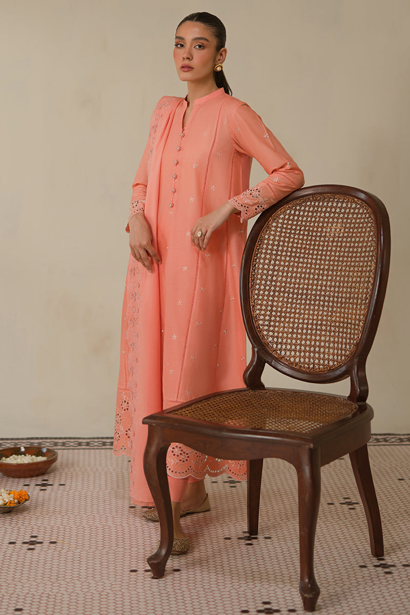 CORAL HAZE-3 PC CHIKANKARI SUIT