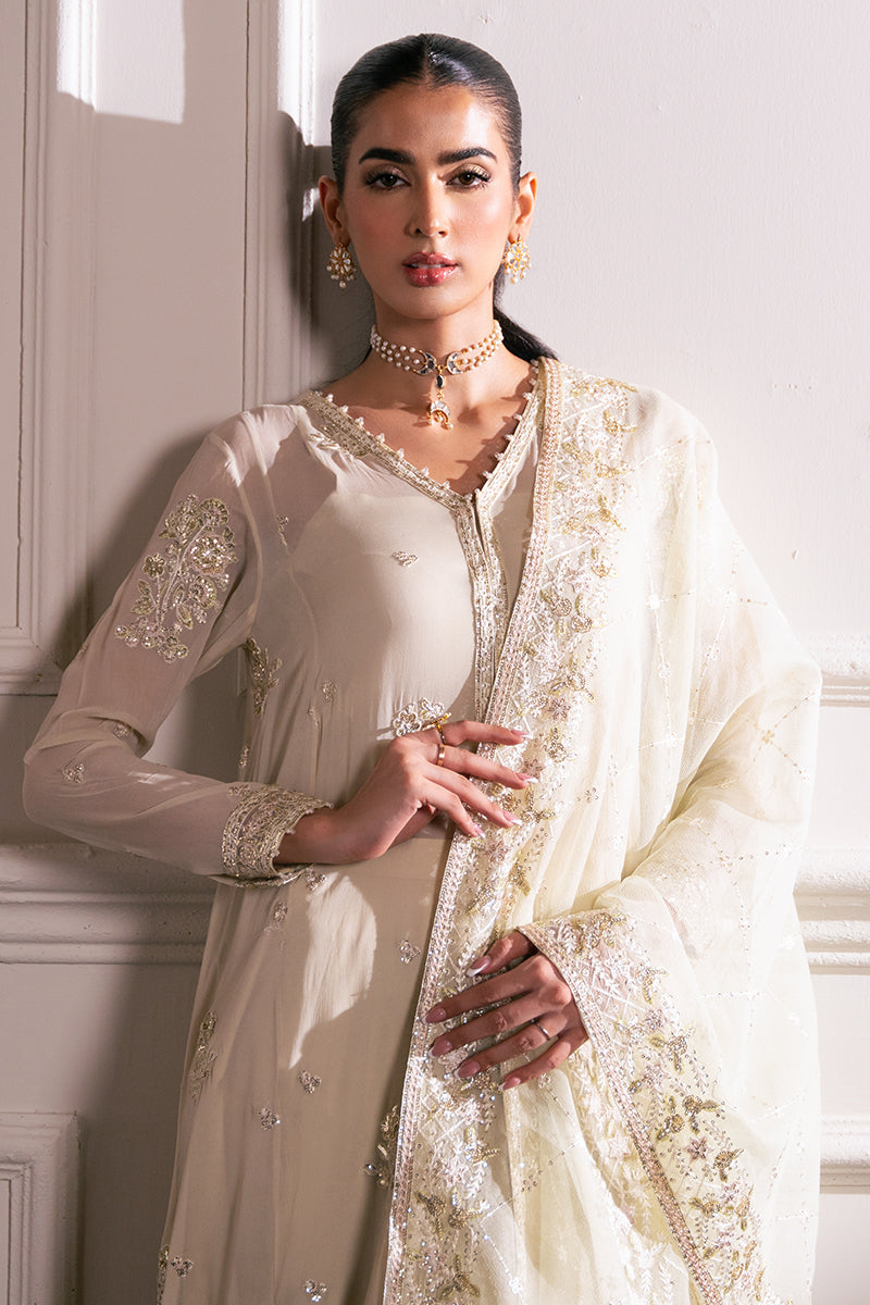 SEA MIST-4 PC EMBROIDERED CHIFFON SUIT