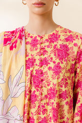 MISTED YELLOW-3 PC PRINTED LAWN SUIT