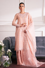 ROSE EMBER-4 PC EMBROIDERED ORGANZA SUIT