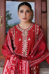 RUBY WHISPER-3PC SATIN EMBROIDERED SUIT