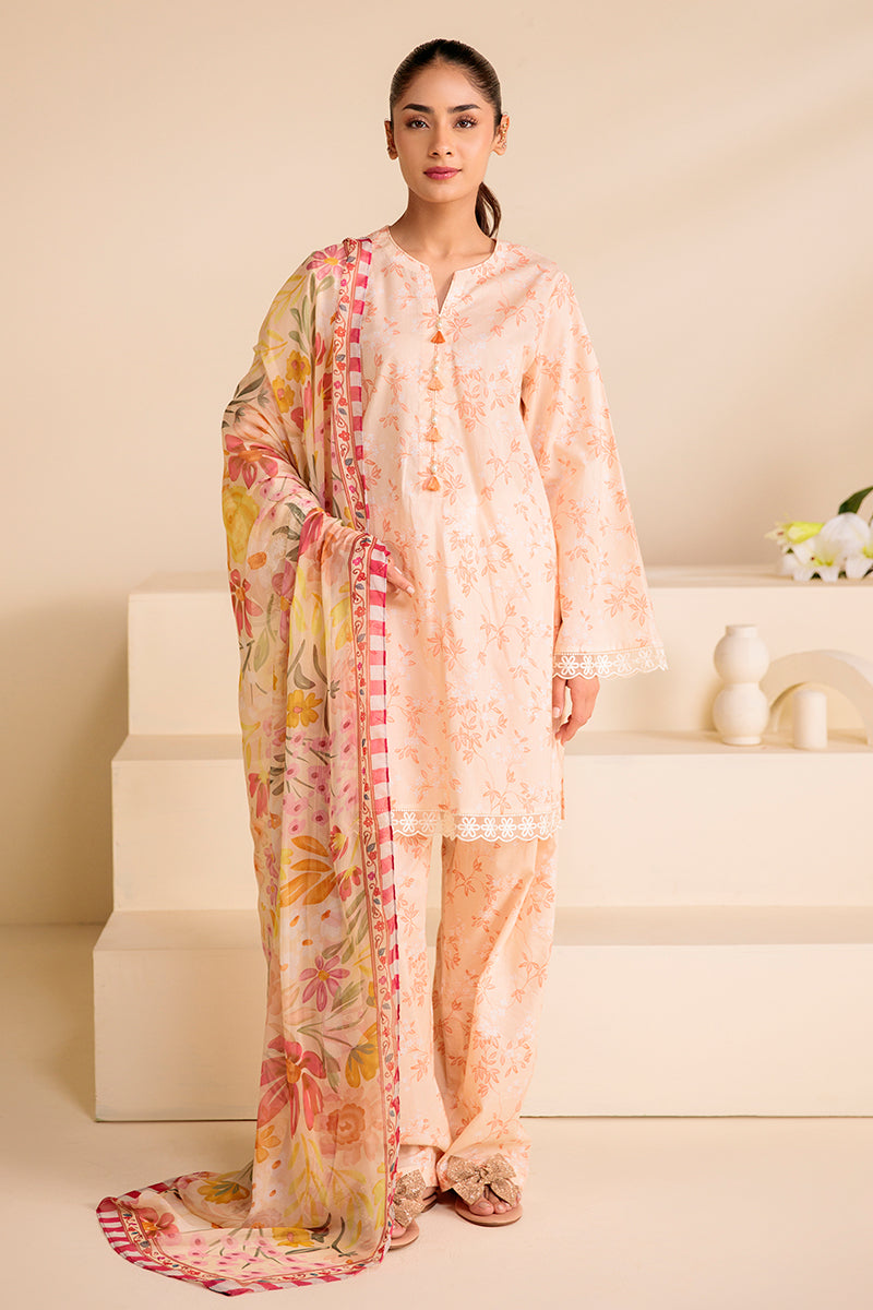 DUSKY ROSE-3 PIECE PRINTED LAWN SUIT