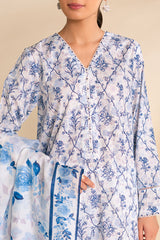 AZURE ASH-3 PC PRINTED LAWN SUIT