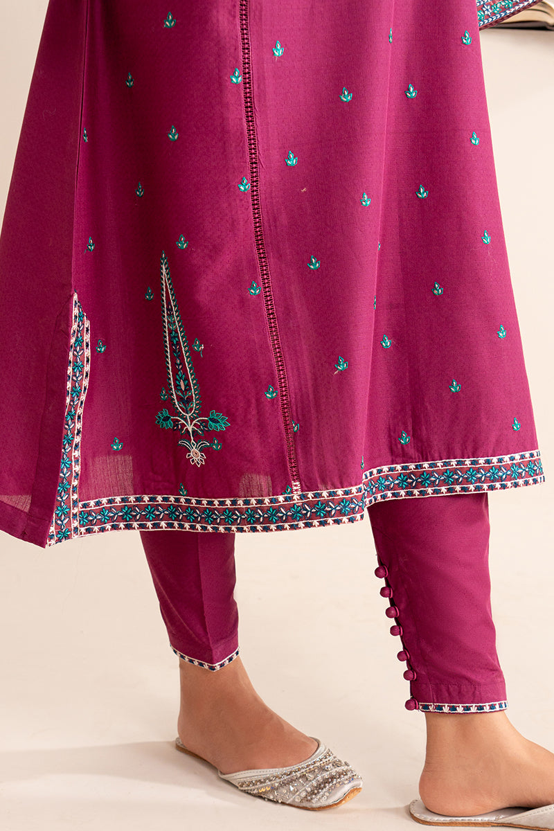 PLUM REGALIA-2 PIECE EMBROIDERED LAWN SUIT