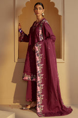 PLUM RADIANCE-3 PC KHADDAR EMBROIDERED SUIT