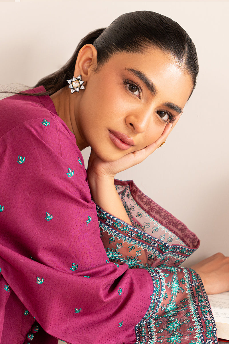 PLUM REGALIA-2 PIECE EMBROIDERED LAWN SUIT