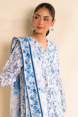 AZURE ASH-3 PC PRINTED LAWN SUIT