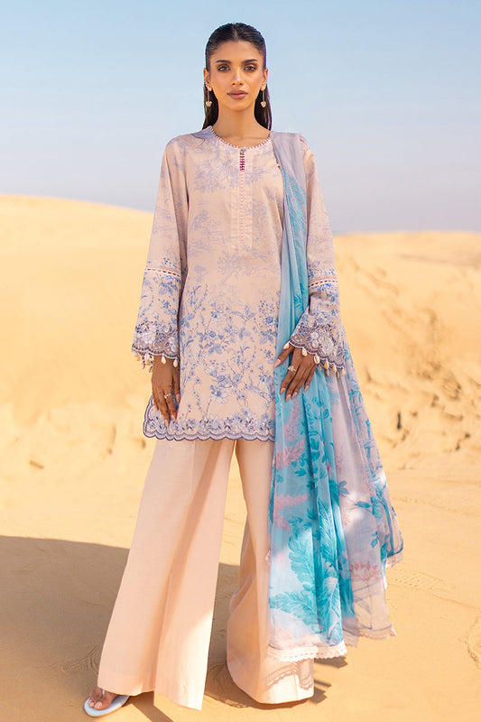 PEACH DUST-3 PIECE PRINTED LAWN SUIT