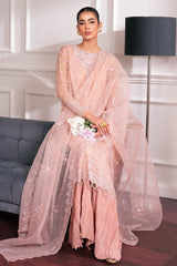 ROSE EMBER-4 PC EMBROIDERED ORGANZA SUIT