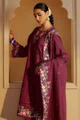 PLUM RADIANCE-3 PC KHADDAR EMBROIDERED SUIT