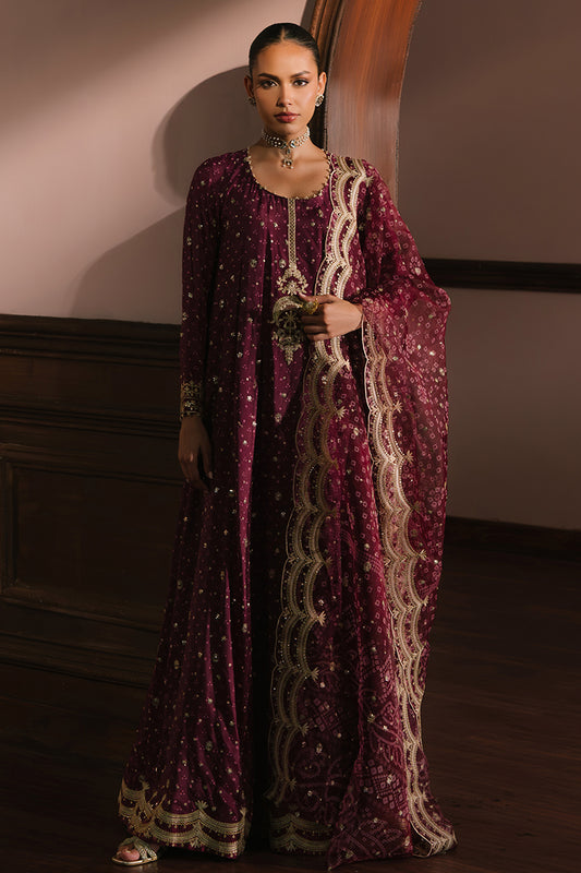 RADIANT ORCHID-3PC SILK EMBROIDERED SUIT