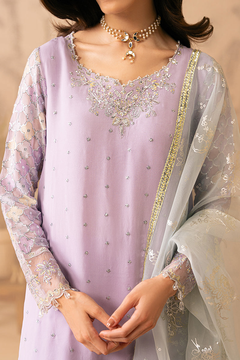 LILAC LUSTER-4 PIECE EMBROIDERED CHIFFON SUIT