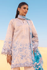 PEACH DUST-3 PIECE PRINTED LAWN SUIT