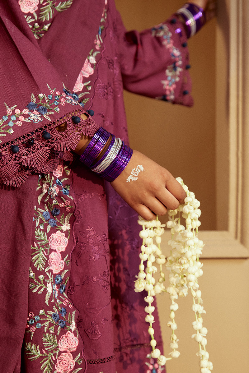 PLUM RADIANCE-3 PC KHADDAR EMBROIDERED SUIT