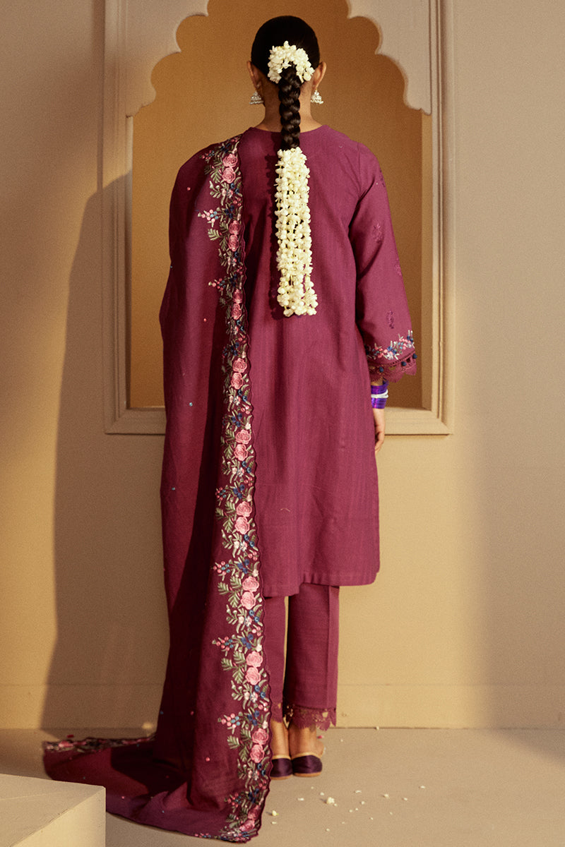 PLUM RADIANCE-3 PC KHADDAR EMBROIDERED SUIT