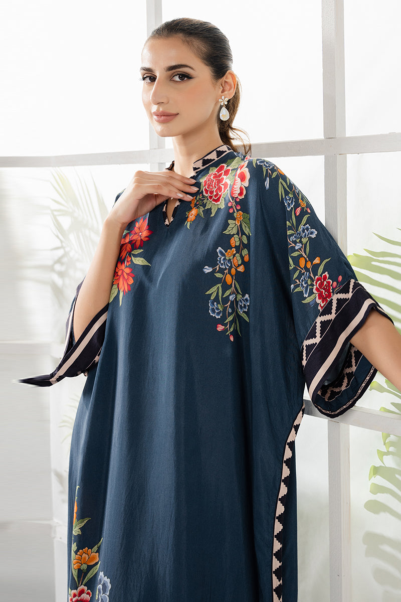 BLUE AZURE SILK PRINTED SHIRT