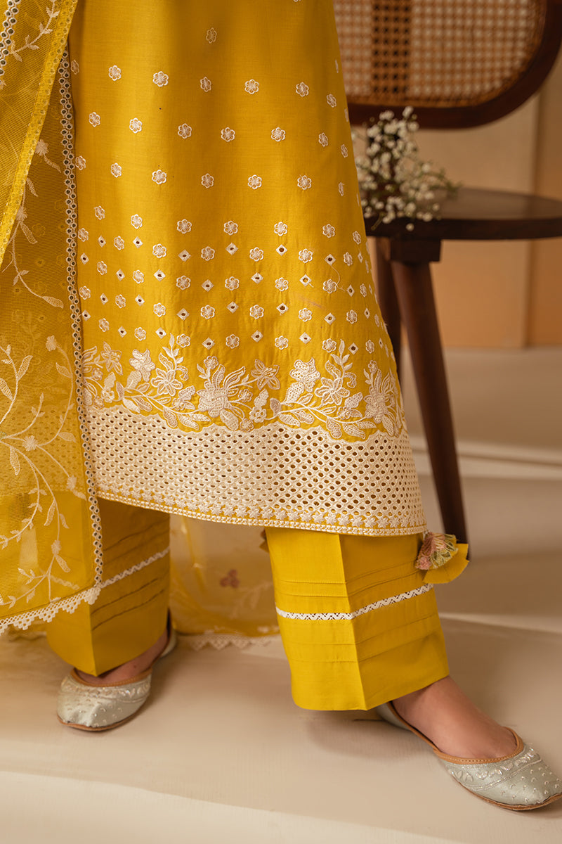 CEYLON YELLOW-3 PIECE EMBROIDERED LAWN SUIT