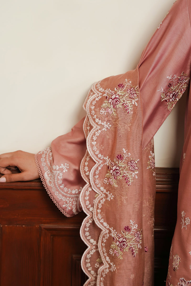 MYSTIC PINK-3PC SATIN EMBROIDERED SUIT