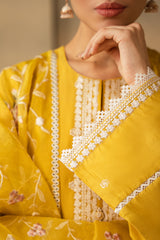 CEYLON YELLOW-3 PIECE EMBROIDERED LAWN SUIT