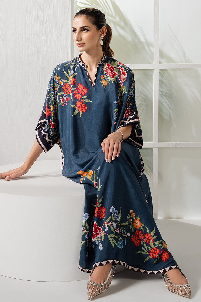 BLUE AZURE SILK PRINTED SHIRT