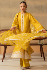 CEYLON YELLOW-3 PIECE EMBROIDERED LAWN SUIT