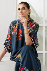 BLUE AZURE SILK PRINTED SHIRT