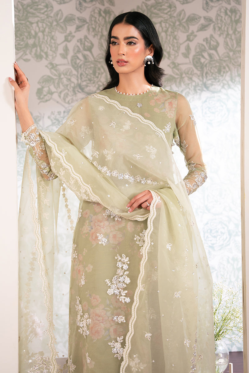 TENDER BREEZE-4 PC EMBROIDERED ORGANZA SUIT