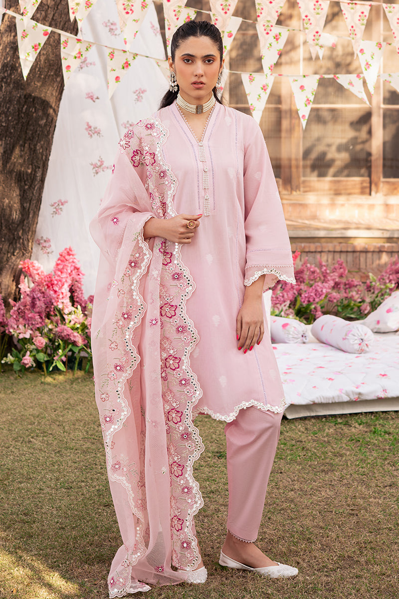 CAMEO PINK-3 PIECE EMBROIDERED JACQUARD SUIT