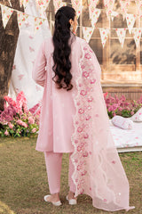 CAMEO PINK-3 PIECE EMBROIDERED JACQUARD SUIT