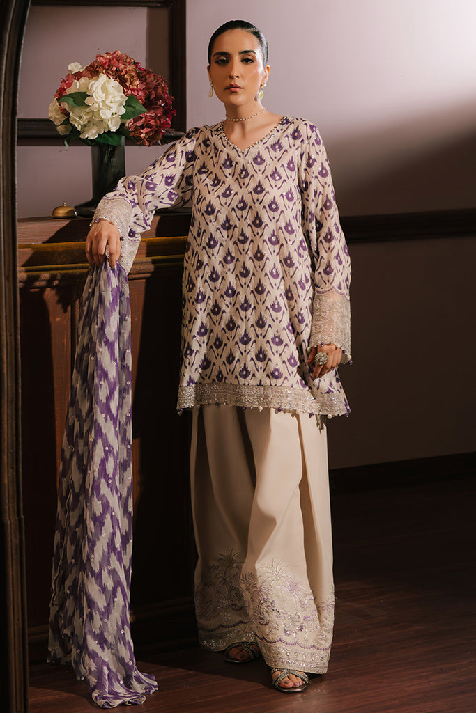 LEVENDER LUXE-3PC SILK EMBROIDERED SUIT