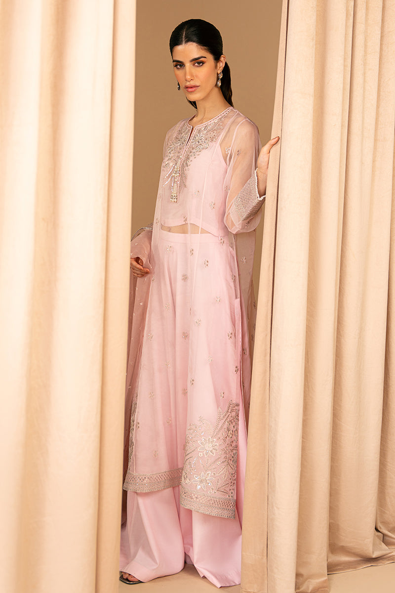 PINK BLISS-4 PIECE EMBROIDERED ORGANZA SUIT