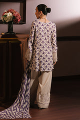 LEVENDER LUXE-3PC SILK EMBROIDERED SUIT