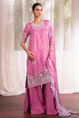 FLORAL BLUSH-3 PC EMBROIDERED SILK SUIT