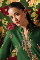 GREEN OASIS-3PC SATIN EMBROIDERED SUIT