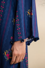 MYSTIC BLUE-2 PC PRINTED LINEN SUIT