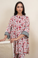 CREAMY BEIGE-2 PC PRINTED LINEN SUIT