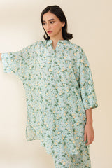 AQUA MINT-2 PC PRINTED LAWN SUIT