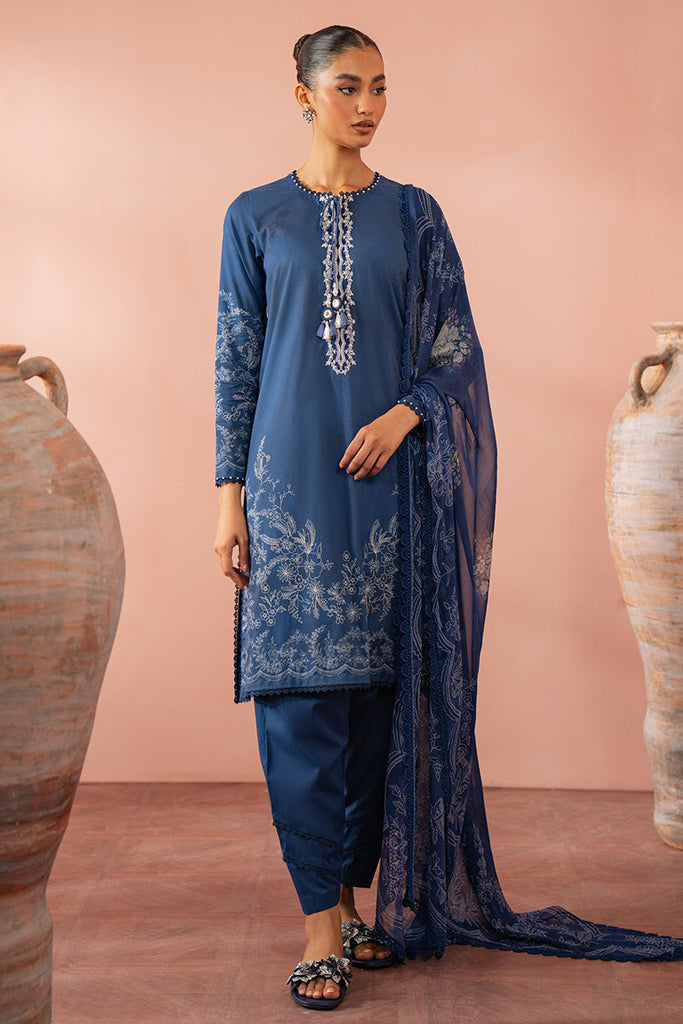 ORNATE BLUE-3 PC (SHIRT, DUPATTA & TROUSER)