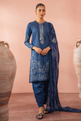 ORNATE BLUE-3 PIECE PRINTED SUIT