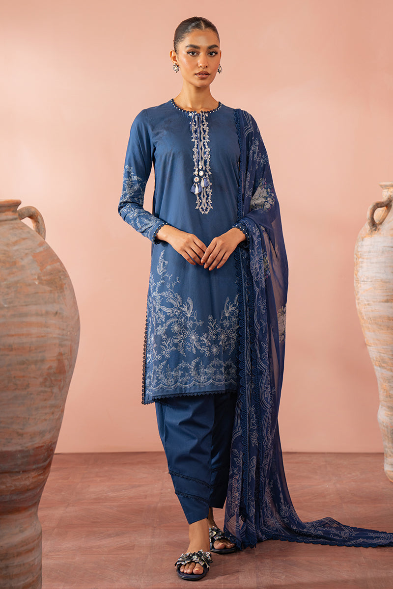 ORNATE BLUE-3 PC (SHIRT, DUPATTA & TROUSER)