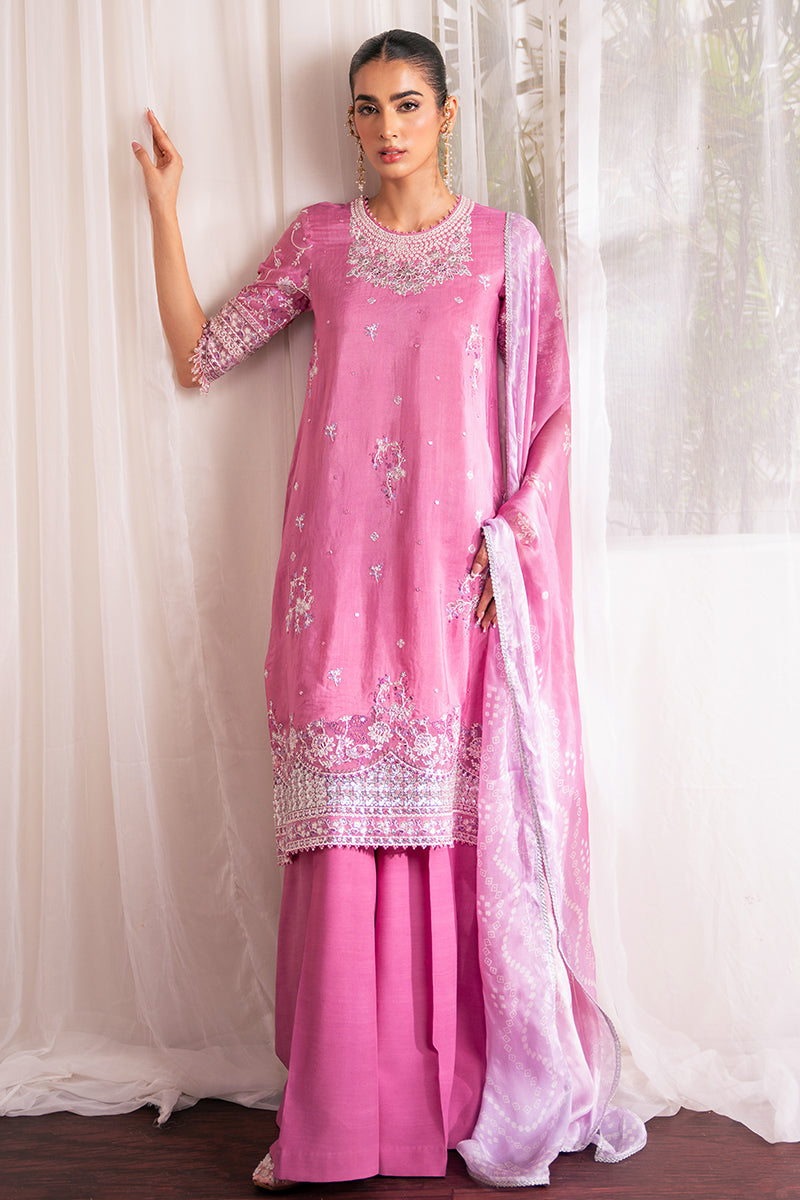 FLORAL BLUSH-3 PC EMBROIDERED SILK SUIT